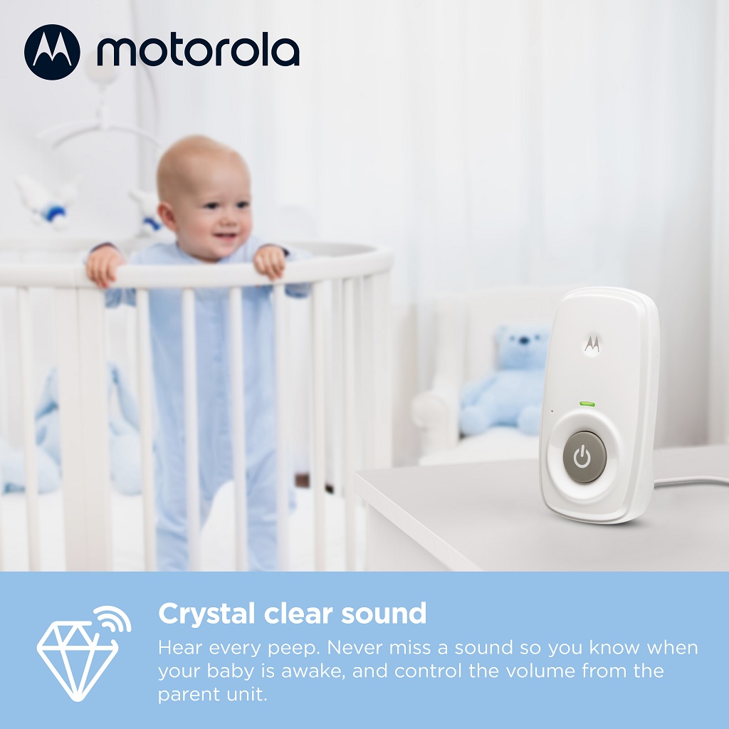 Motorola MBP24 Audio Baby Monitor with Room Temperature Display, High  Sensitivity Microphone and Two-Way Talk, White